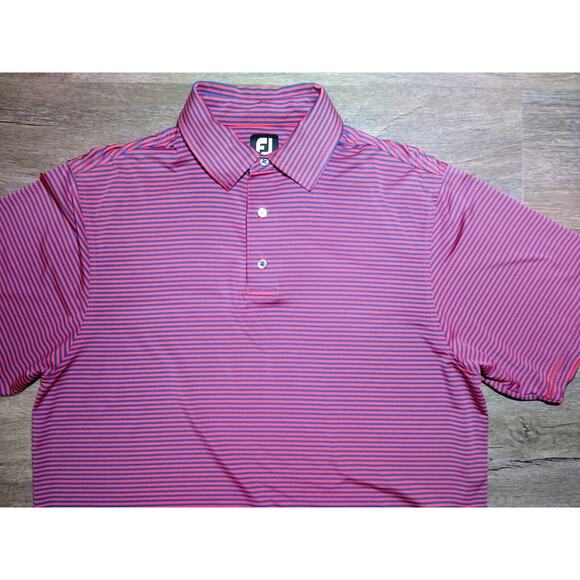 FJ Footjoy Mens Size Large Short Sleeve Golf Casual Polo Shirt Striped - Picture 2 of 4